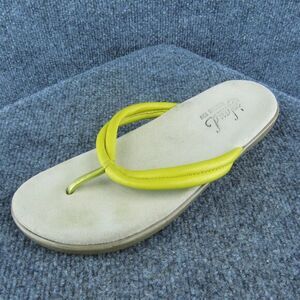 Island Slipper Women Flip Flop Sandal Shoes Yellow‎ Leather Size 10 Wide